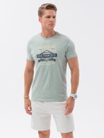 Men's printed cotton t-shirt - mint V2 OM-TSPT-0120