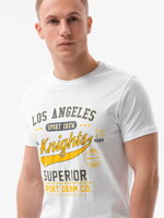 Men's printed t-shirt S1434 V-23D- white