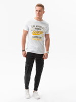 Men's printed t-shirt S1434 V-23D- white