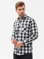 Men's check shirt with long sleeves K282 - black