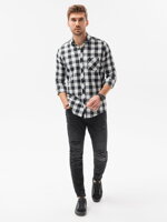Men's check shirt with long sleeves K282 - black