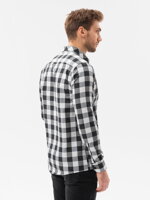 Men's check shirt with long sleeves K282 - black