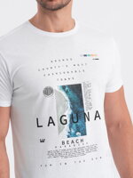 Men's printed cotton t-shirt - white V1 S1737