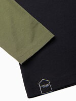 Men's Longsleeve with Reglan Sleeve - Black and Olive V3 L155
