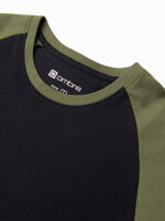 Men's Longsleeve with Reglan Sleeve - Black and Olive V3 L155