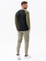 Men's Longsleeve with Reglan Sleeve - Black and Olive V3 L155