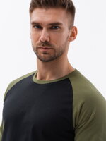 Men's Longsleeve with Reglan Sleeve - Black and Olive V3 L155