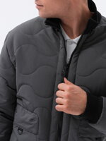 Men's mid-season quilted jacket C515 - dark grey