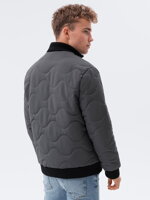 Men's mid-season quilted jacket C515 - dark grey