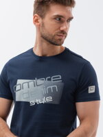 Men's printed cotton t-shirt - navy blue V3 S1749