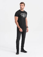 Men's printed cotton t-shirt - black V2 S1748