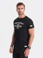 Men's printed cotton t-shirt - black V2 S1748