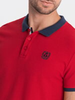 Men's polo shirt with contrasting elements - red V4 S1634