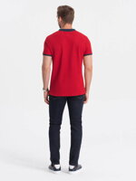 Men's polo shirt with contrasting elements - red V4 S1634
