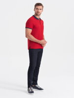 Men's polo shirt with contrasting elements - red V4 S1634