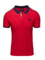 Men's polo shirt with contrasting elements - red V4 S1634
