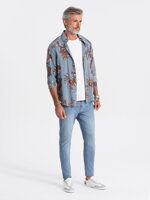 Men's denim pants CARROT FIT - light blue V2 OM-PADP-0117