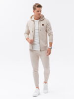 Men's sweatshirt set unbuttoned sweatshirt + pants - cream melange V1 Z62