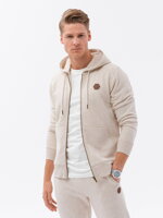 Men's sweatshirt set unbuttoned sweatshirt + pants - cream melange V1 Z62
