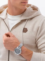 Men's sweatshirt set unbuttoned sweatshirt + pants - cream melange V1 Z62