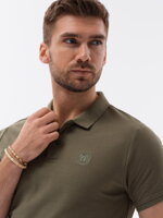 Men's plain polo shirt S1374 - dark olive
