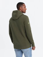Men's hoodie with zippered pocket - olive V2 OM-SSNZ-22FW-006