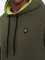 Men's hoodie with zippered pocket - olive V2 OM-SSNZ-22FW-006