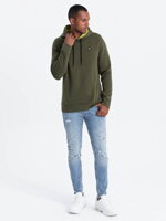 Men's hoodie with zippered pocket - olive V2 OM-SSNZ-22FW-006