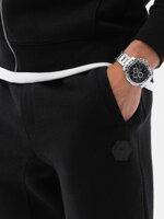 Men's sweatpants in pleasant knit fabric - black V2 OM-PASK-0131