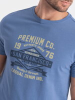 Men's printed cotton t-shirt - blue V3 OM-TSPT-0120