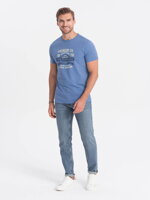 Men's printed cotton t-shirt - blue V3 OM-TSPT-0120