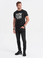 Men's printed cotton t-shirt - black V3 OM-TSPT-0124