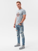 Men's printed t-shirt S1434 V-17B- blue