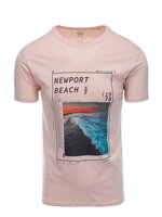 Men's printed t-shirt S1434 V-15B- pink
