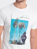 Men's printed cotton t-shirt - white V1 S1738
