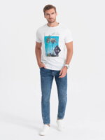 Men's printed cotton t-shirt - white V1 S1738