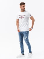 Men's printed cotton t-shirt - white V1 S1748