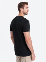 Men's space print cotton t-shirt - black V1 S1755