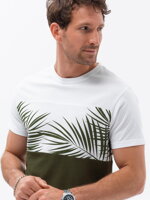 Men's printed t-shirt - khaki V2 S1641