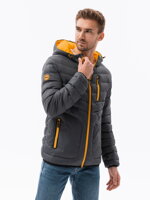 Men's mid-season quilted jacket C356 - dark grey