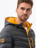 Men's mid-season quilted jacket C356 - dark grey