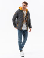 Men's mid-season quilted jacket C356 - dark grey