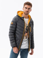 Men's mid-season quilted jacket C356 - dark grey