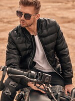 Men's mid-season bomber jacket - black C602