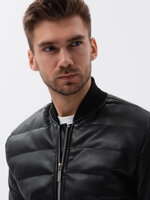 Men's mid-season bomber jacket - black C602