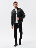 Men's mid-season bomber jacket - black C602