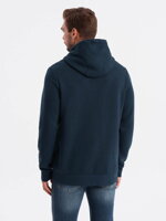 Men's hoodie with zippered pocket - navy blue V1 OM-SSNZ-22FW-006