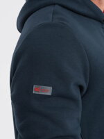 Men's hoodie with zippered pocket - navy blue V1 OM-SSNZ-22FW-006
