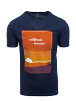 Men's printed t-shirt S1434 V-1B- navy