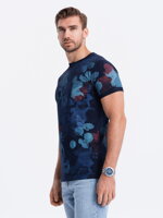 Men's printed t-shirt S1377 - dark blue